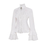 Women's Lolita Palace Retro Blouse Long Bell Sleeve Ruffled Shirt - Azufun