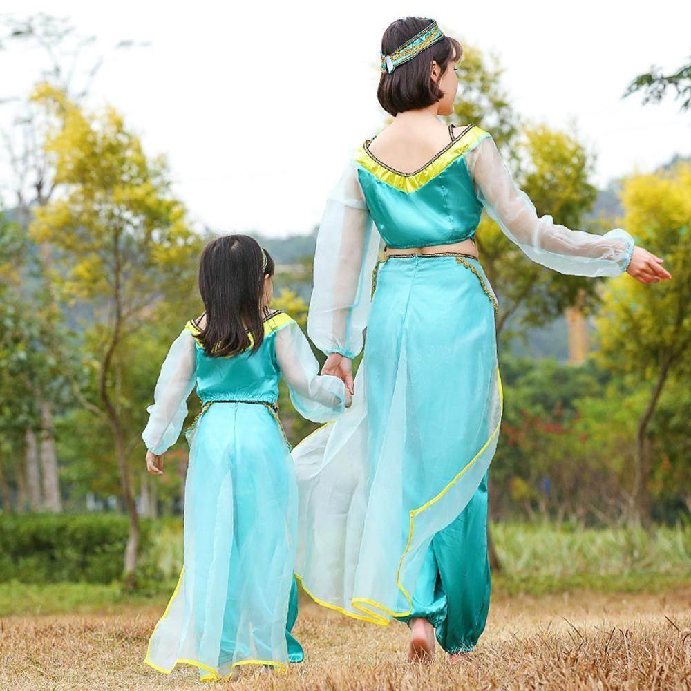 Aladdin Princess Jasmine Costume Cosplay Matching Dress Mom And Me - Azufun