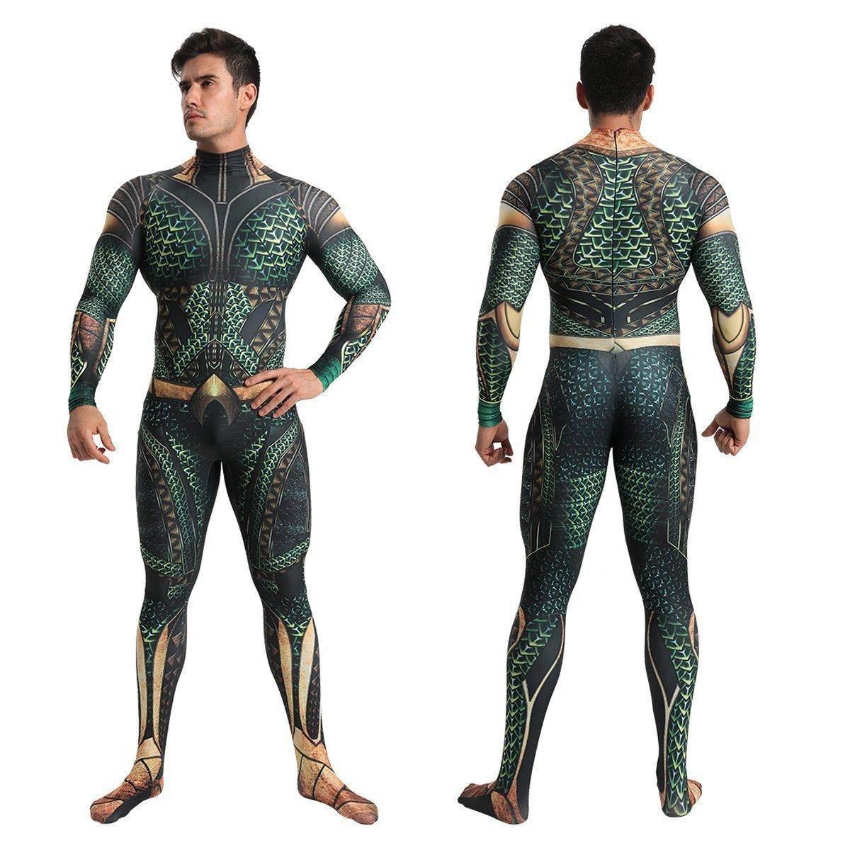 Aquaman Arthur Cosplay Zentai Jumpsuit Halloween Fancy Cosplay Costume - Azufun