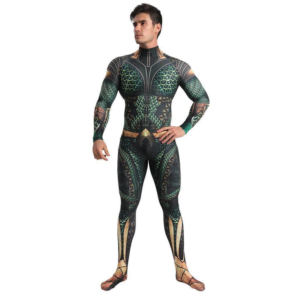 Aquaman Arthur Cosplay Zentai Jumpsuit Halloween Fancy Cosplay Costume - Azufun