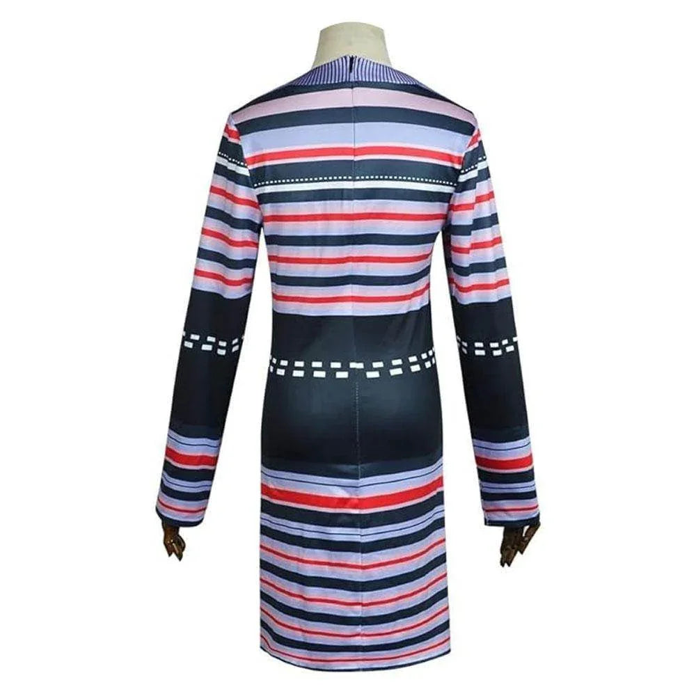 Astrid Deetz Costume Ball Dress Beetlejuice Skirt Striped Dress For Women Halloween - Azufun