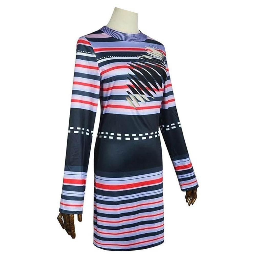 Astrid Deetz Costume Ball Dress Beetlejuice Skirt Striped Dress For Women Halloween - Azufun