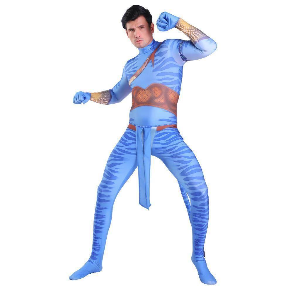 Avatar 2 Neytiri Battle Costume Tail Suit Unisex Jumpsuit Halloween Cosplay Zentai Bodysuit for Adult Kids - Azufun