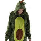 BuyAvocado Fruit Cartoon Kigurumi Costume Cozy Fleece Pajamas Now Cheaper With 3 - 5 Days Ship - PajamasBuy