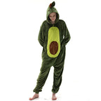 BuyAvocado Fruit Cartoon Kigurumi Costume Cozy Fleece Pajamas Now Cheaper With 3 - 5 Days Ship - PajamasBuy