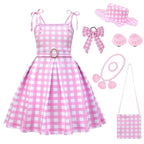 Barbie Movie Margot Tie Bow Dress Halloween Outfits Cosplay Costume Kids - Pajamasbuy