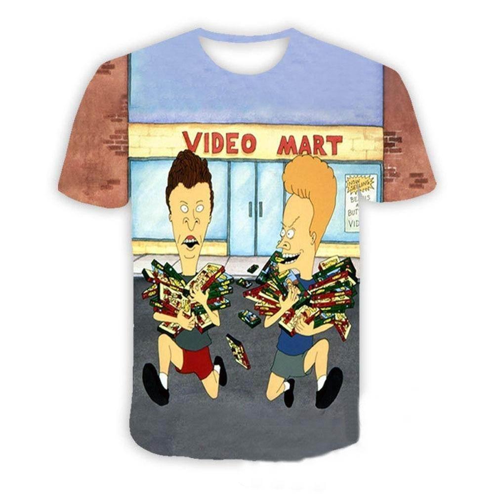 Beavis and butthead costumes round neck short sleeve men's 3D T-shirt - Azufun