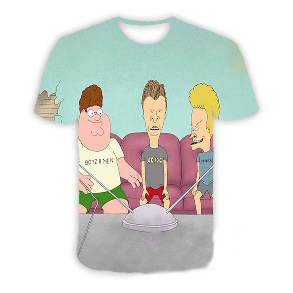 Beavis and butthead costumes round neck short sleeve men's 3D T-shirt - Azufun