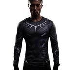 Black Panther Superhero Sport Men T-shirts Long Sleeve Tee - Azufun