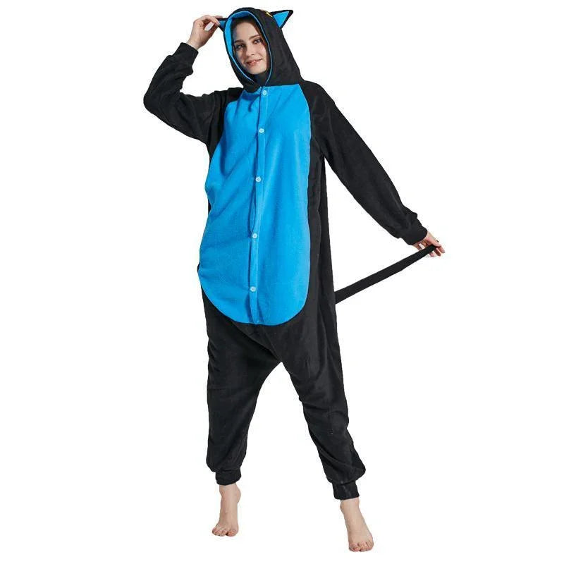BuyBlue Cat Squirrel Kigurumi Animal Onesies Pajamas For Adult Now Cheaper With 3 - 5 Days Ship - PajamasBuy