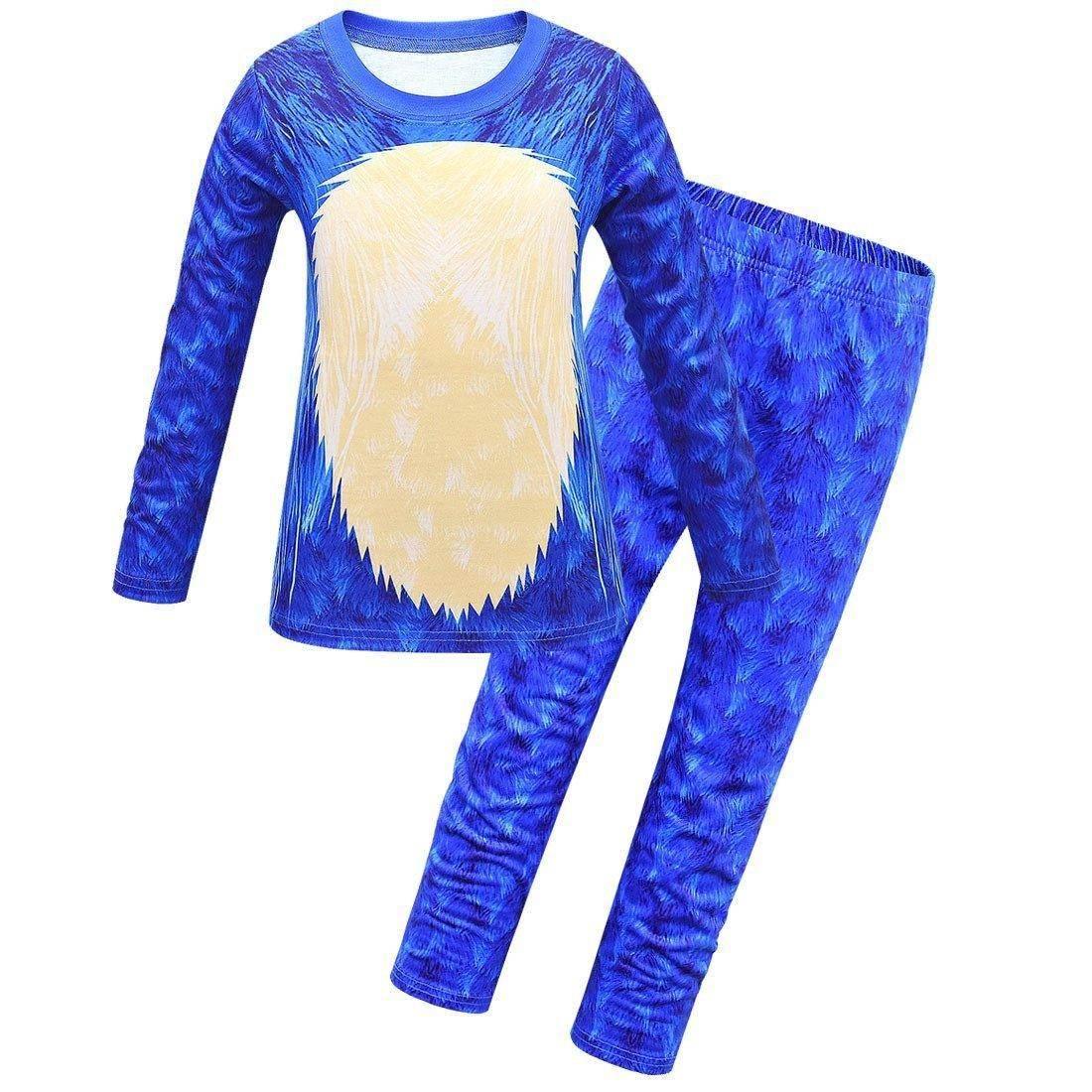 Boys Long Sleeve Cartoon Pants Set Sonic the Hedgehog Print costumes Set - Azufun