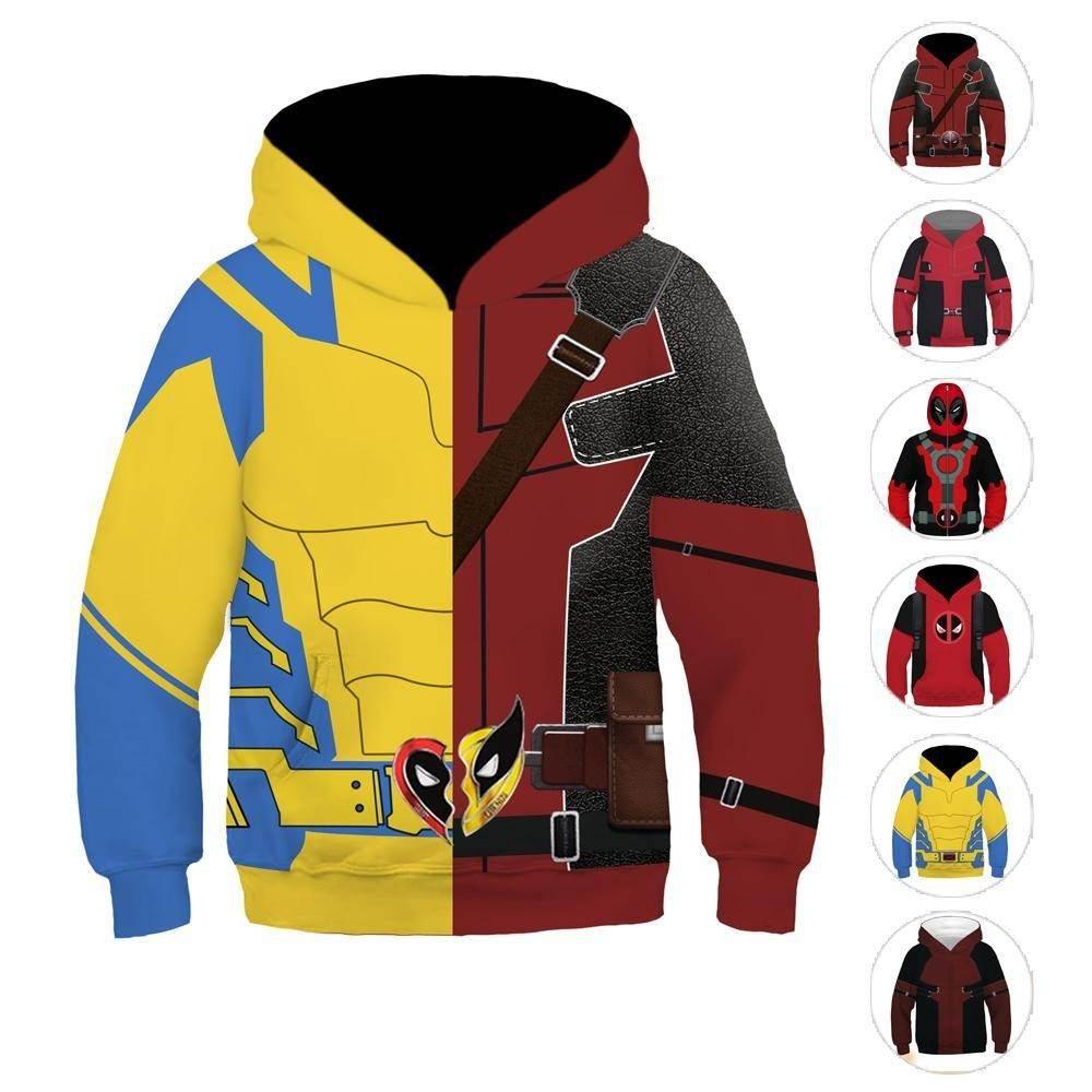 Deadpool and Wolverine Children 3D cartoon Sweater Jumpsuit cosplay - Azufun