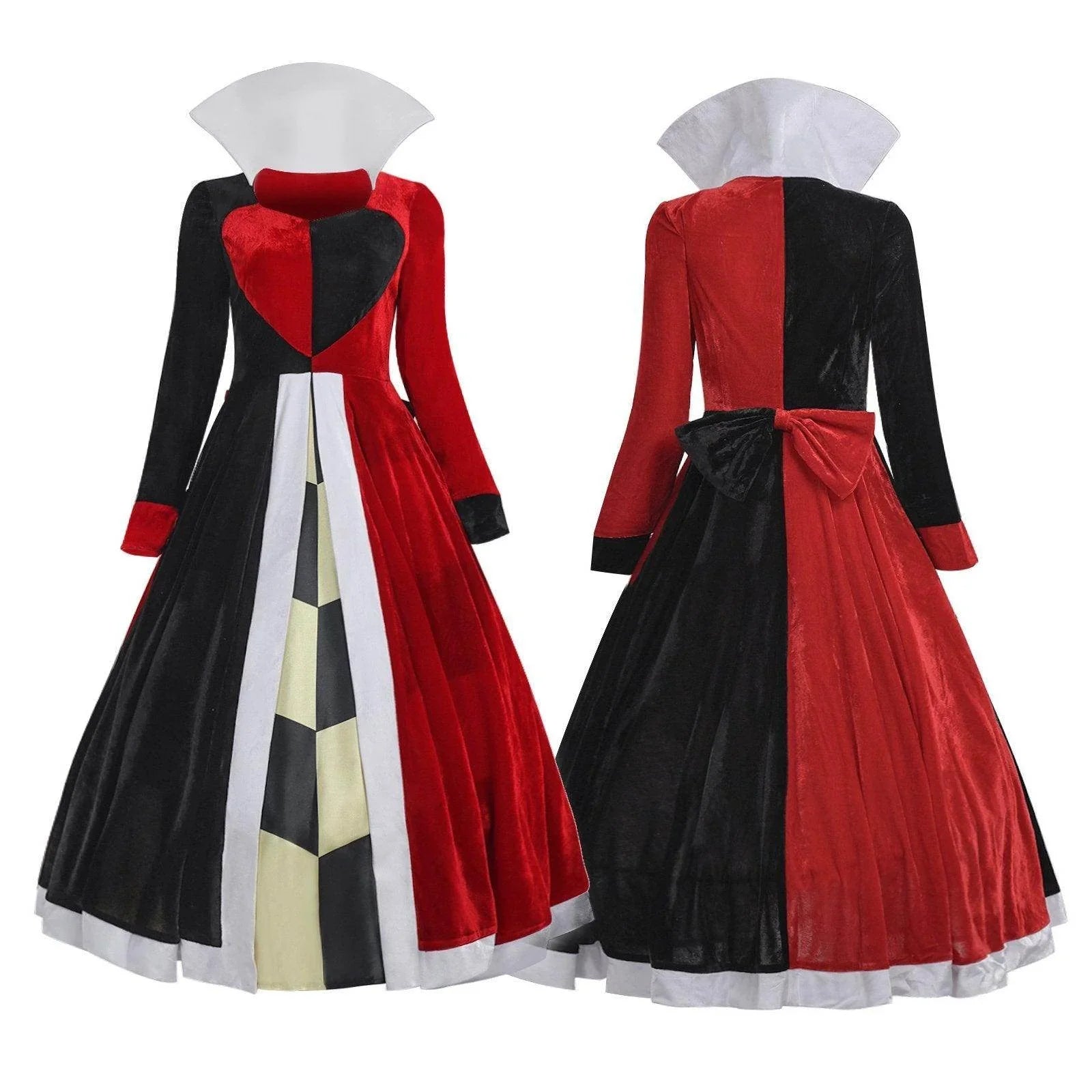 Deluxe Queen of Hearts Costume Dress Alice in Wonderland for Women - Azufun