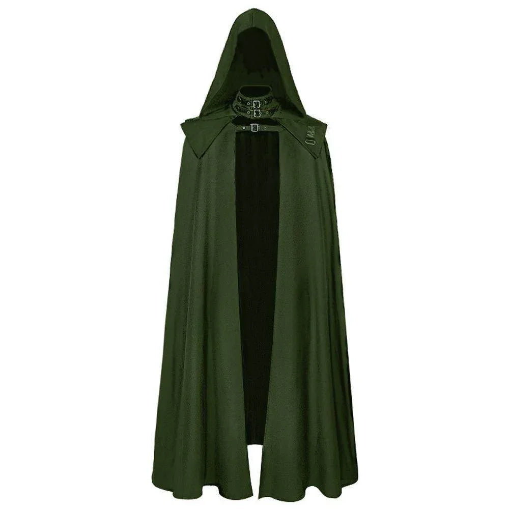 Dr doom costume medieval cloak gothic Hooded Cloak Cape Wizard Witch Devil Steampunk Robe - Azufun