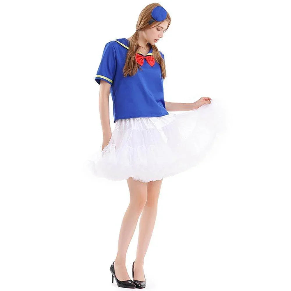 Duck Sailor Skirt Dress Cosplay Costumes Adult Full Set - Azufun