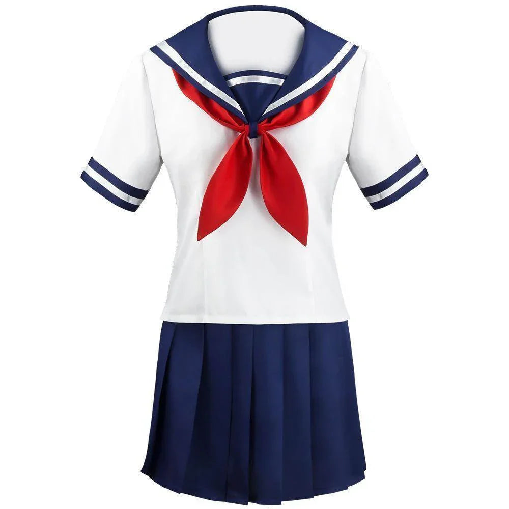 Game Yandere Simulator Cosplay Costume Uniform JK School Uniform Outfit Sailor Suit T-shirt Skirt for Women - Azufun