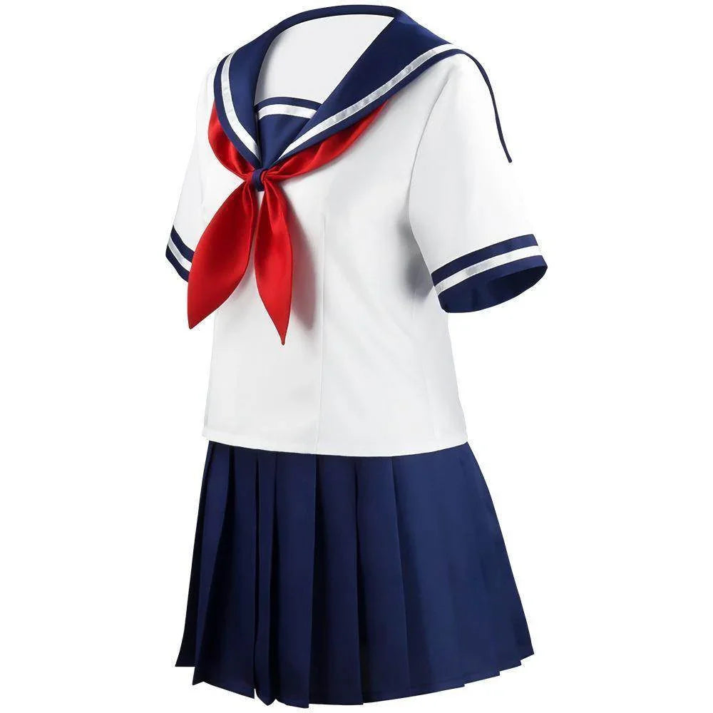 Game Yandere Simulator Cosplay Costume Uniform JK School Uniform Outfit Sailor Suit T-shirt Skirt for Women - Azufun