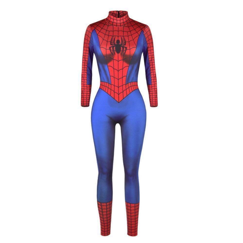 Halloween Peter B Parker Spider woman Digital Printed Bodycon Jumpsuit Costume - Azufun