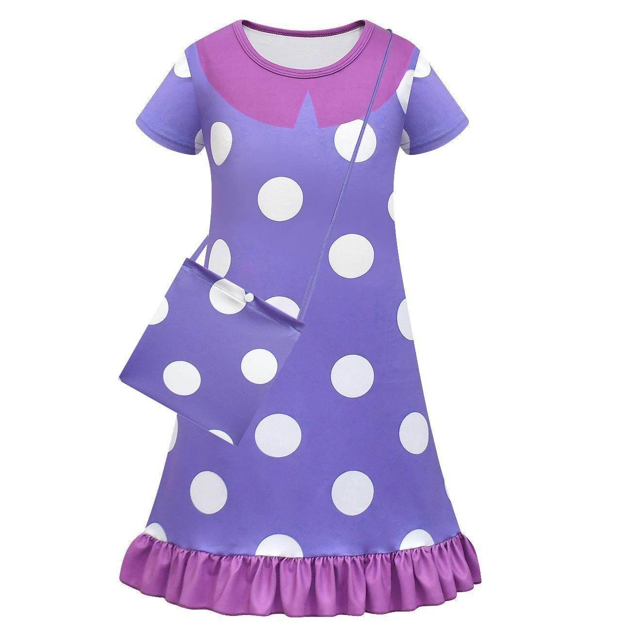 Inside Out Cosplay Costume Ruffle Nightgown for Girls Kids' Homewear Dress with Bag - Azufun