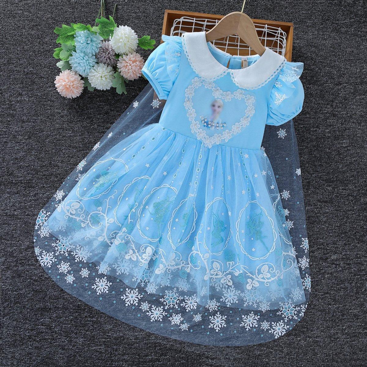 Frozen dresses Elsa princess dress cape Girls baby fluffy Costume Tutu Dress