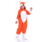 Christmas Costumes Kids Cartoon Fox Kigurumi Pajamas Hooded Jumpsuit