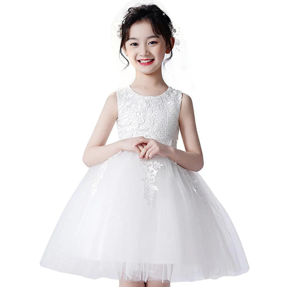 Children's Mesh Summer Dress Princess Dress Girls Performance Costume Flower Tutu Dress