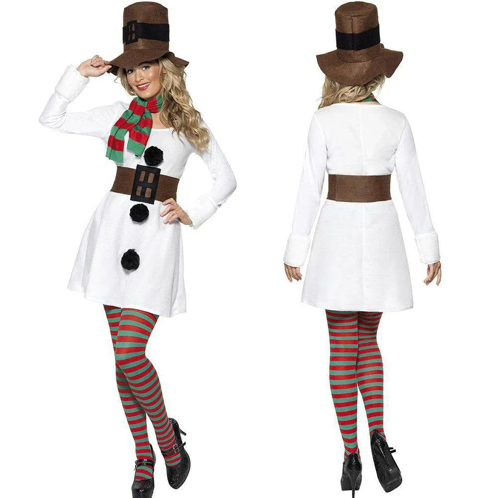 Cute Couple Snowman Christmas Costumes Santa Claus Party Suit