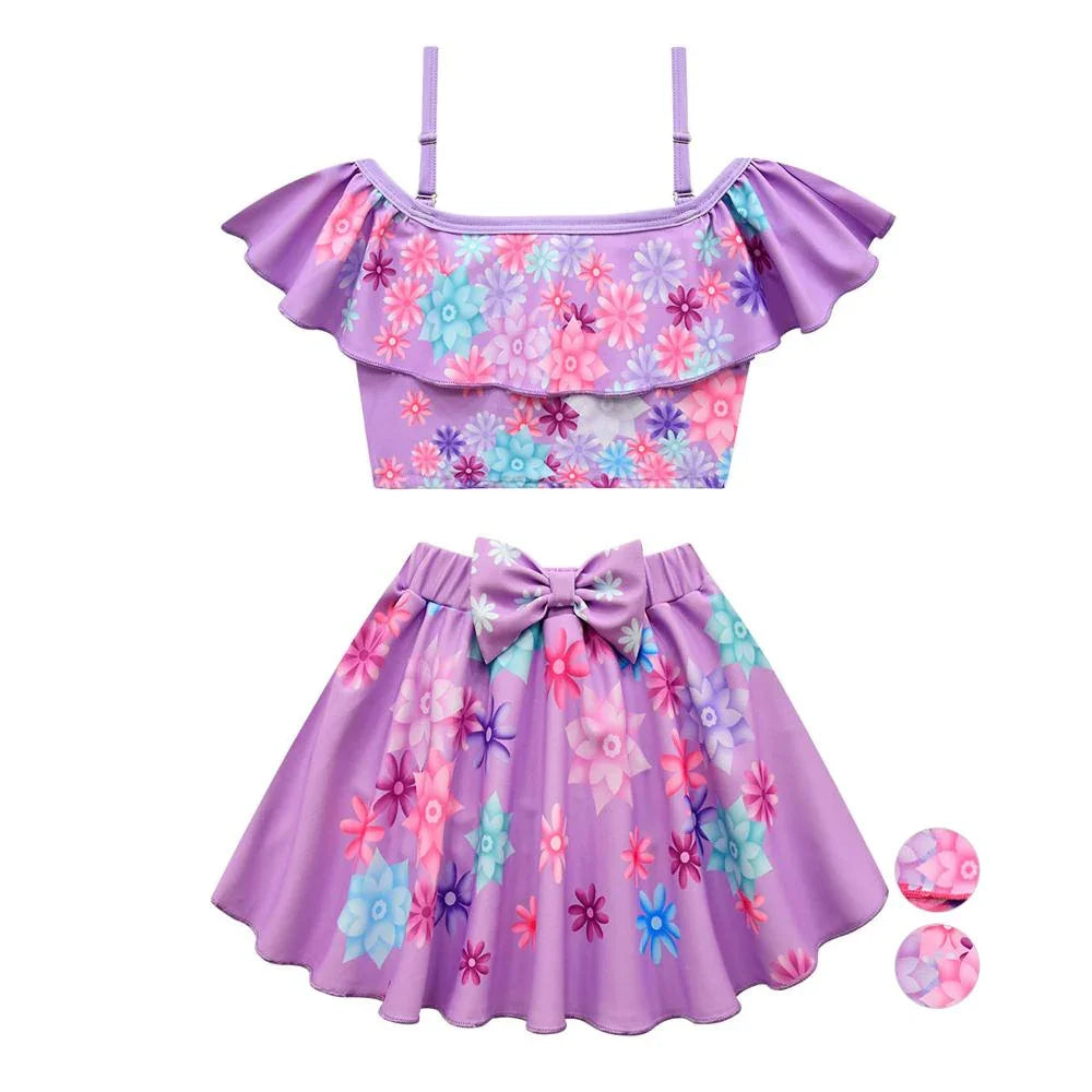 Encanto Isabela Swimsuits Girls Swimwear Ruffles Beach Surf Swimming Tankini Set