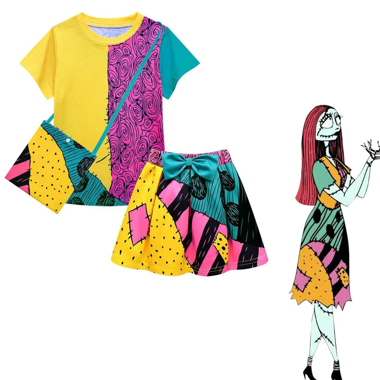 The Nightmare Before Christmas Sally Cosplay Outfit Princess Dress Suits