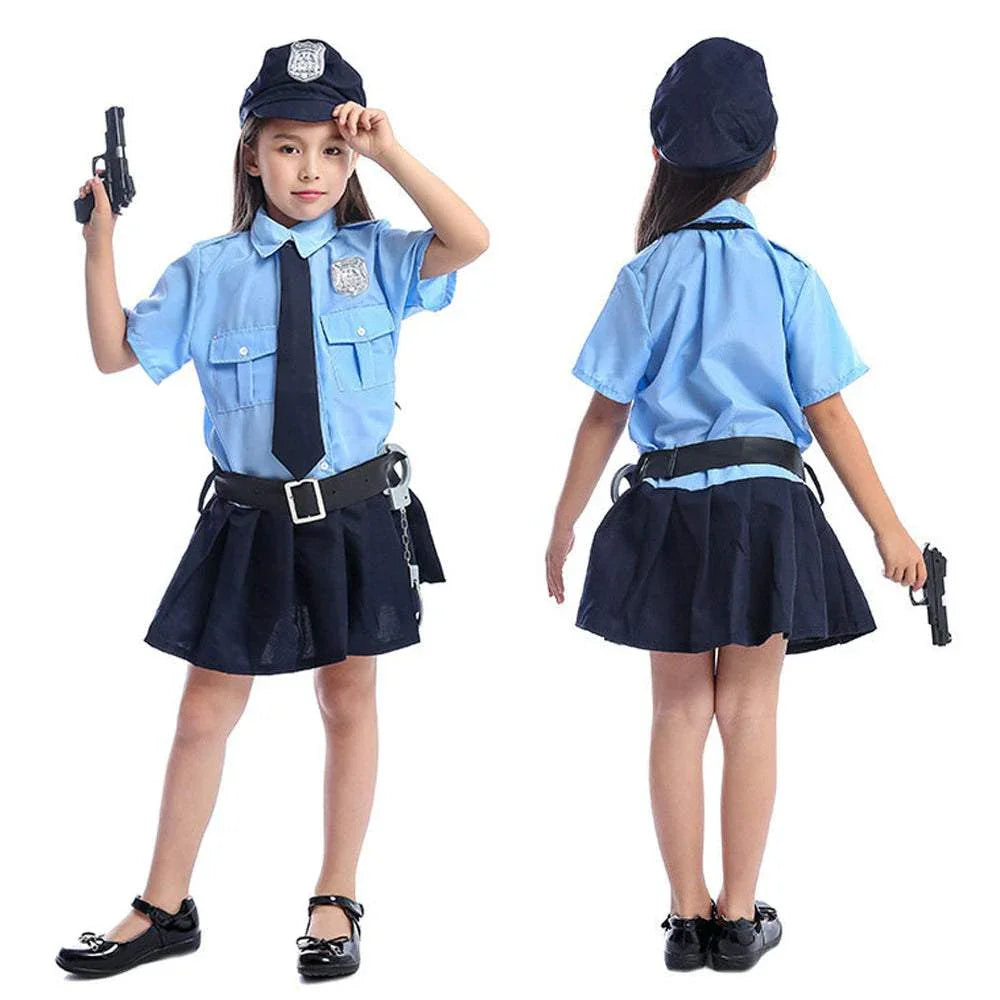 Police Officer Uniform Cool Halloween Cosplay Costume Set for Girls