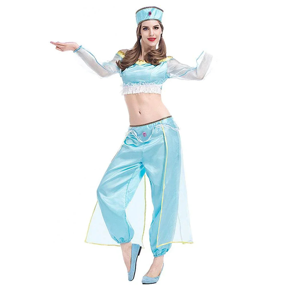 Aladdin Magic Lamp Jasmine Adult Princess Costume Cosplay Fancy Dress - Azufun