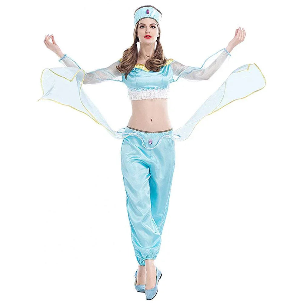 Aladdin Magic Lamp Jasmine Adult Princess Costume Cosplay Fancy Dress - Azufun