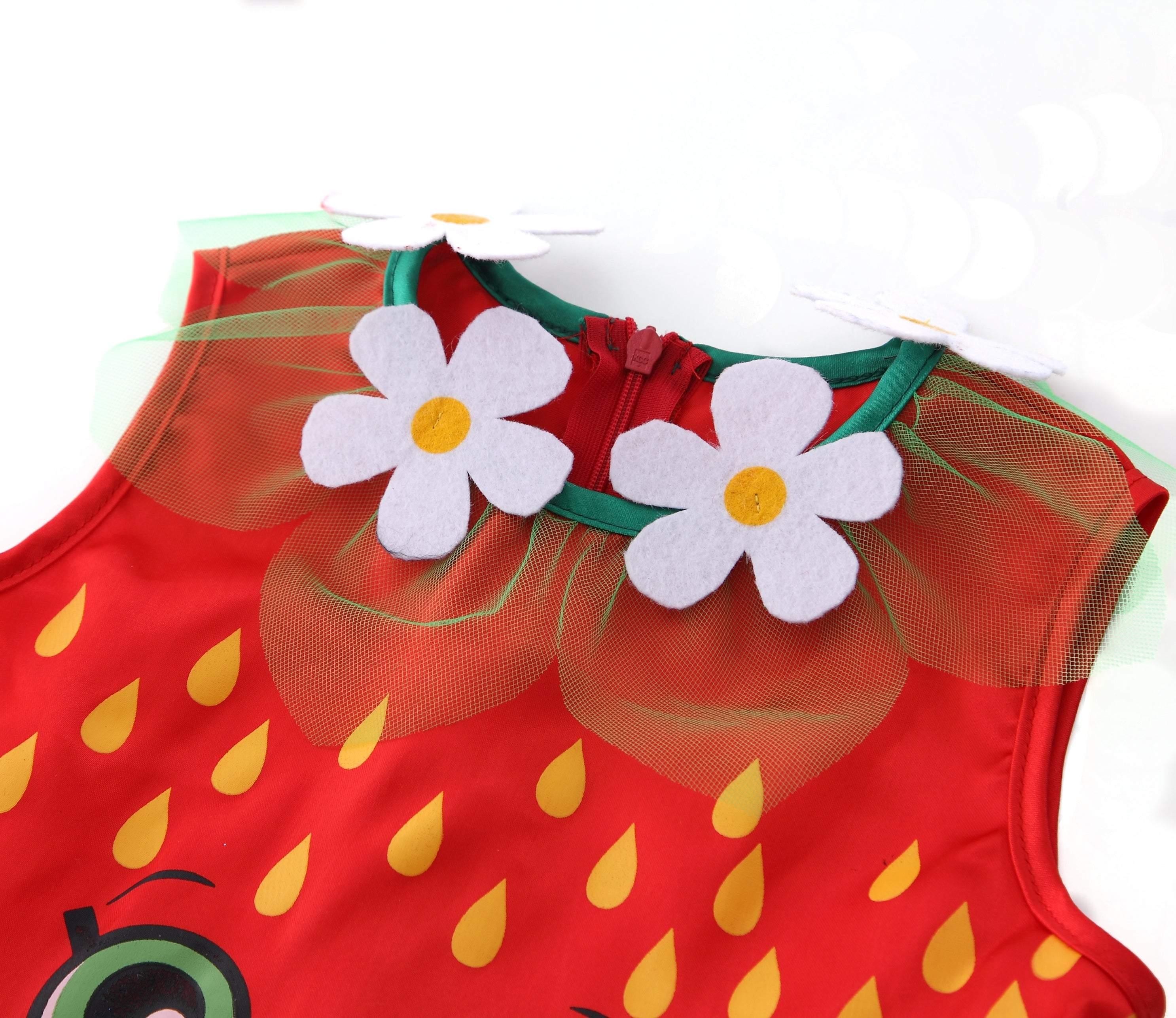 Red Shopkins Strawberry Dress Girls Costume Halloween Children's Day