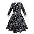 Wednesday Costume The Addams Family Cosplay Lapel Print Dress For Kids - Azufun