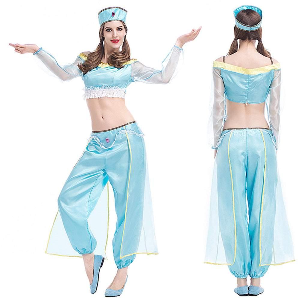 Aladdin Magic Lamp Jasmine Adult Princess Costume Cosplay Fancy Dress - Azufun