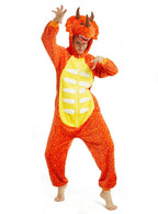 Orange triceratops Dragon Adult Kid Kigurumi Onesies Pajamas Costume