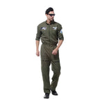 Mens Top Gun Jumpsuit Costume Adult Flight Suit Pilot Aviator Uniform