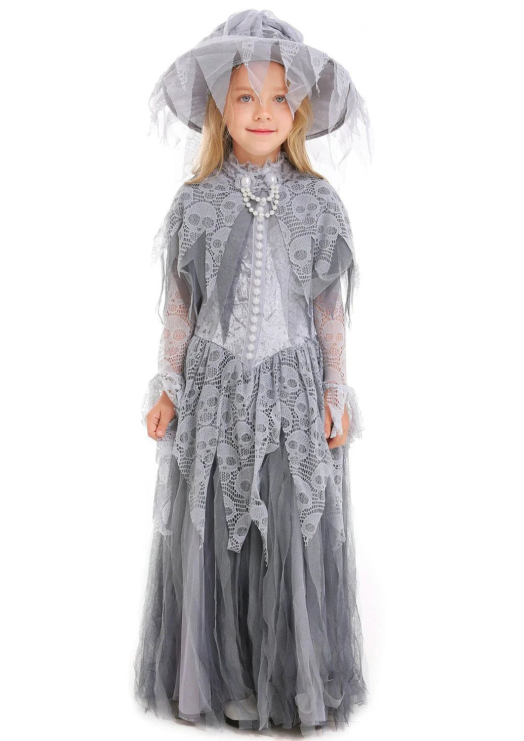 Child Halloween Ghost Princess Bridal Flower Girl Witch Costume