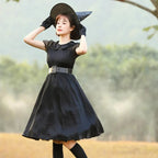 Black mesh magic witch parent-child  cosplay costumes dress