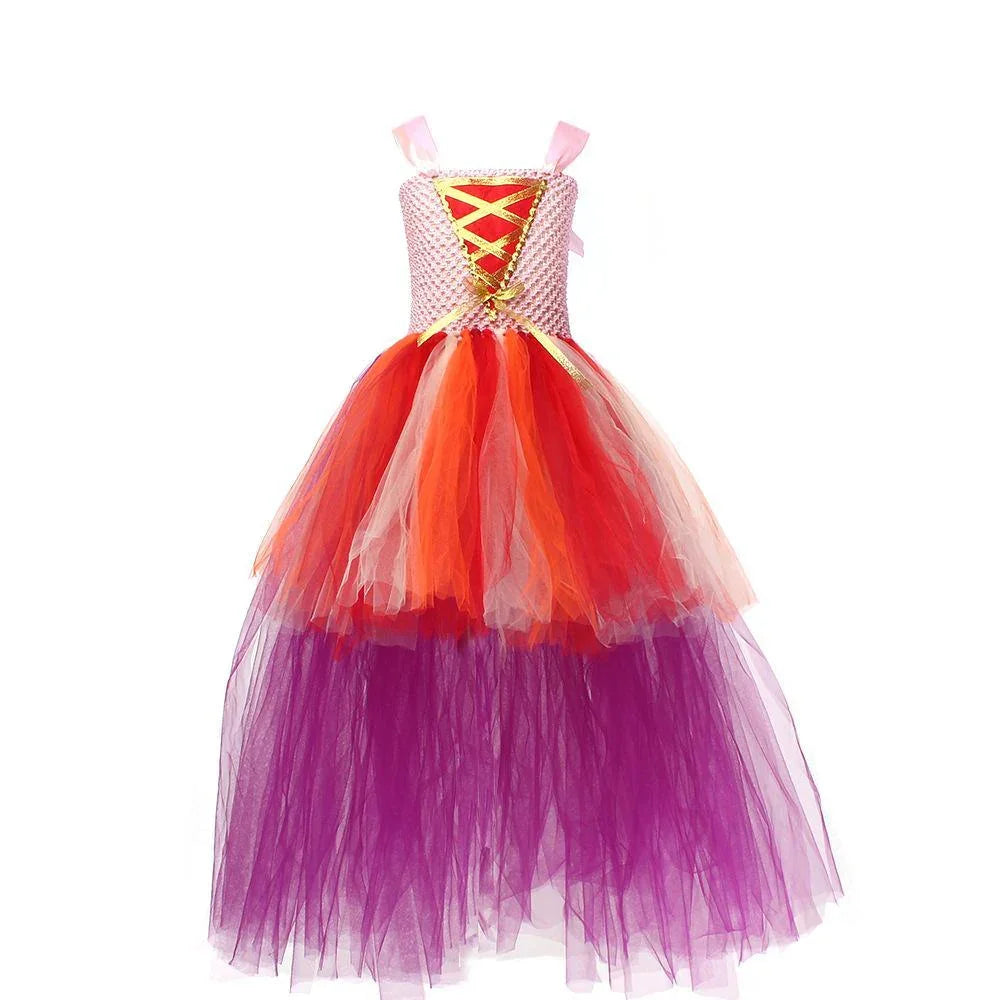 Girl Hocus Pocus Sanderson sisters Winifred Sarah Mary Tutu Dress for kids Halloween Cartoon Costume - Azufun