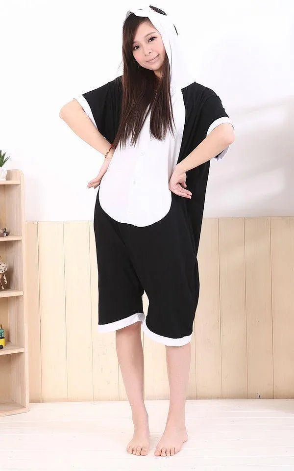 Panda Pajamas Animal Onesie Kigurumi Short Sleeve Costume - Azufun
