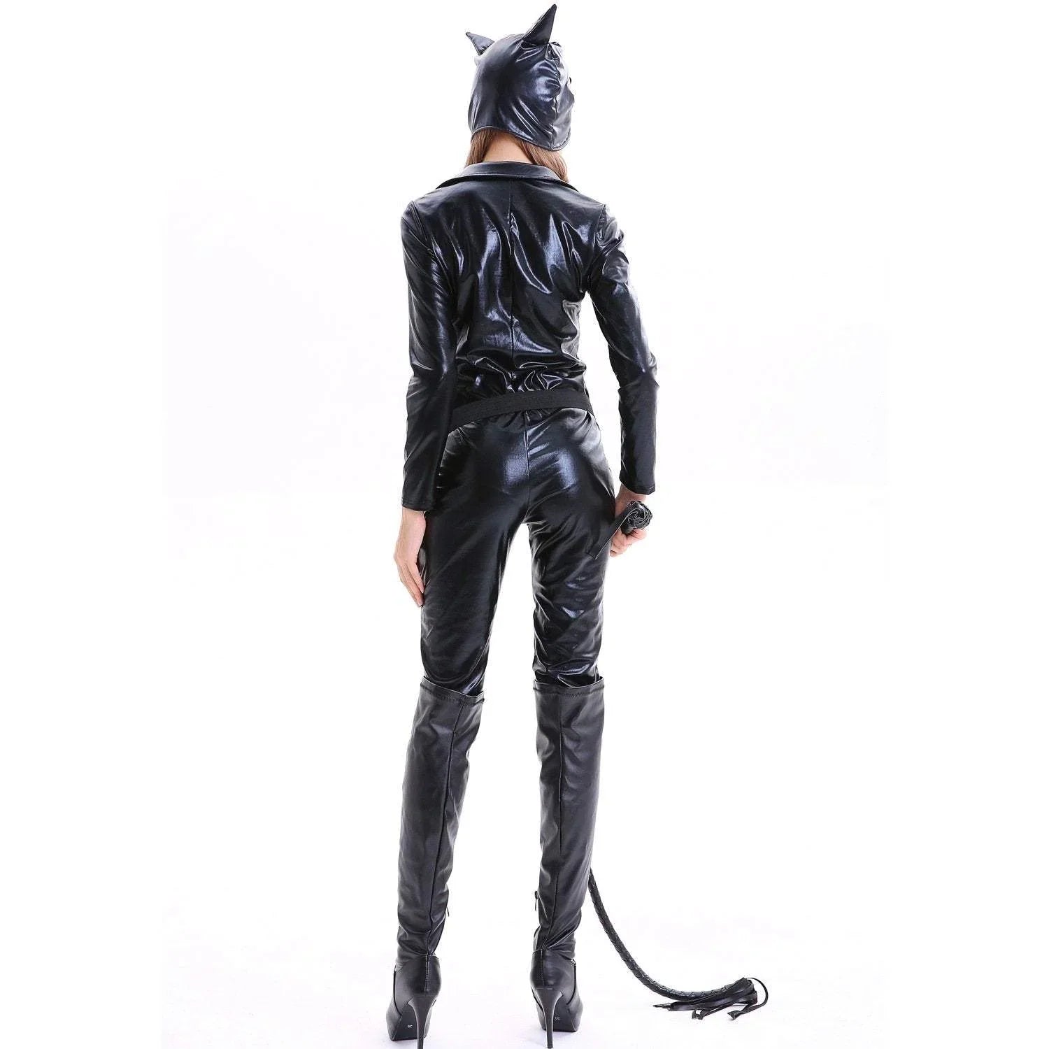 Catwoman Costumes Leather Jumpsuit Halloween - Azufun