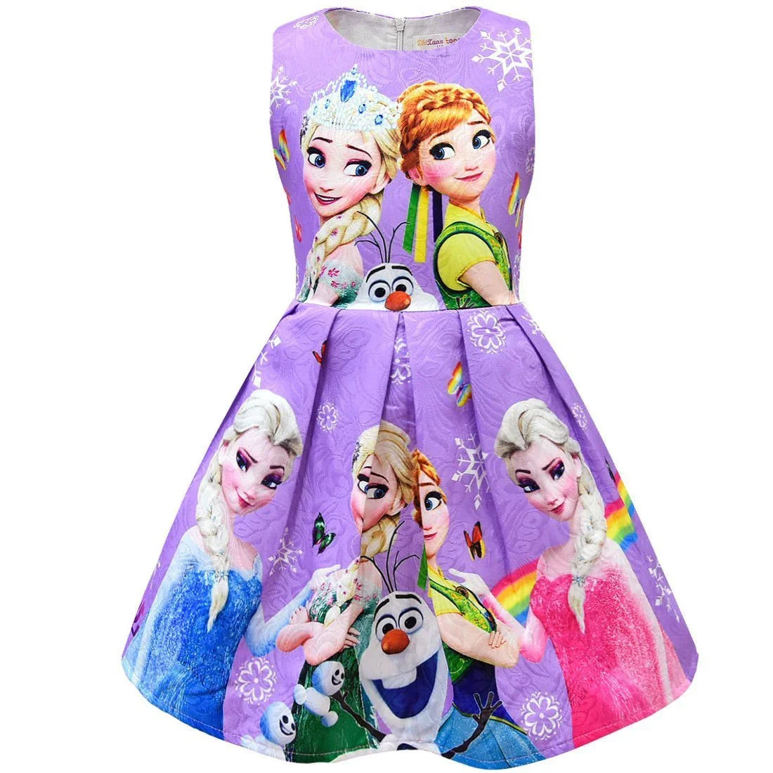 Girls Anna Elsa 2 Dress Girls Kids Party Birthday Dress Sleeveless Dress Frozen Princess Dress - Azufun