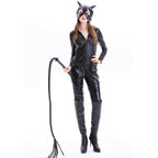 Catwoman Costumes Leather Jumpsuit Halloween - Azufun