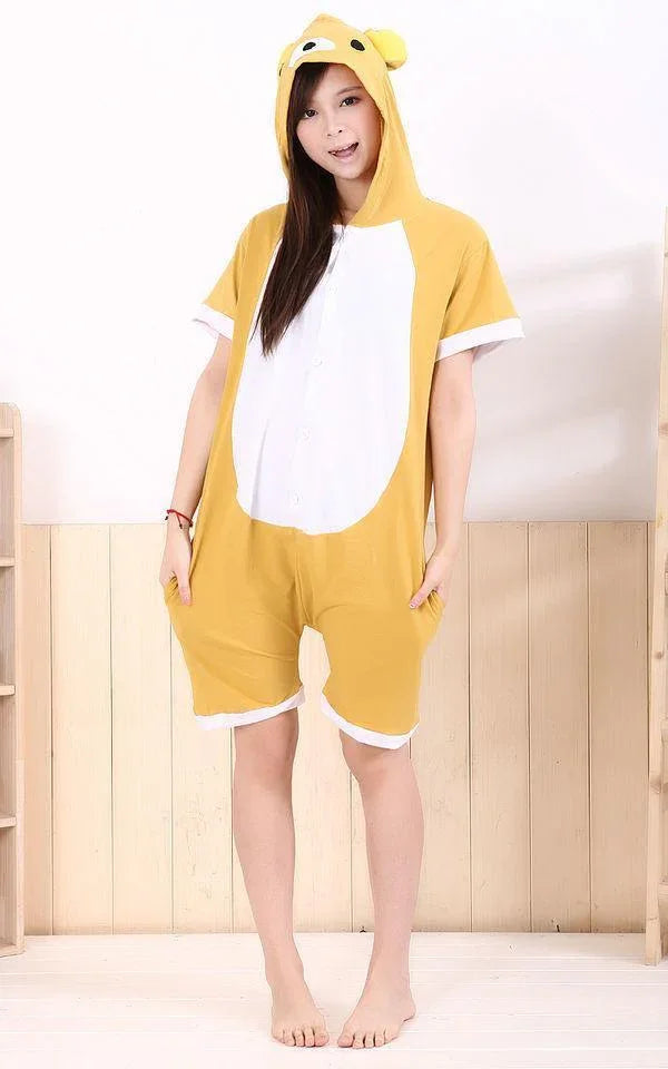 Rilakkuma Pajamas Animal Onesie Hoodie Kigurumi Short Sleeve Costume - Azufun