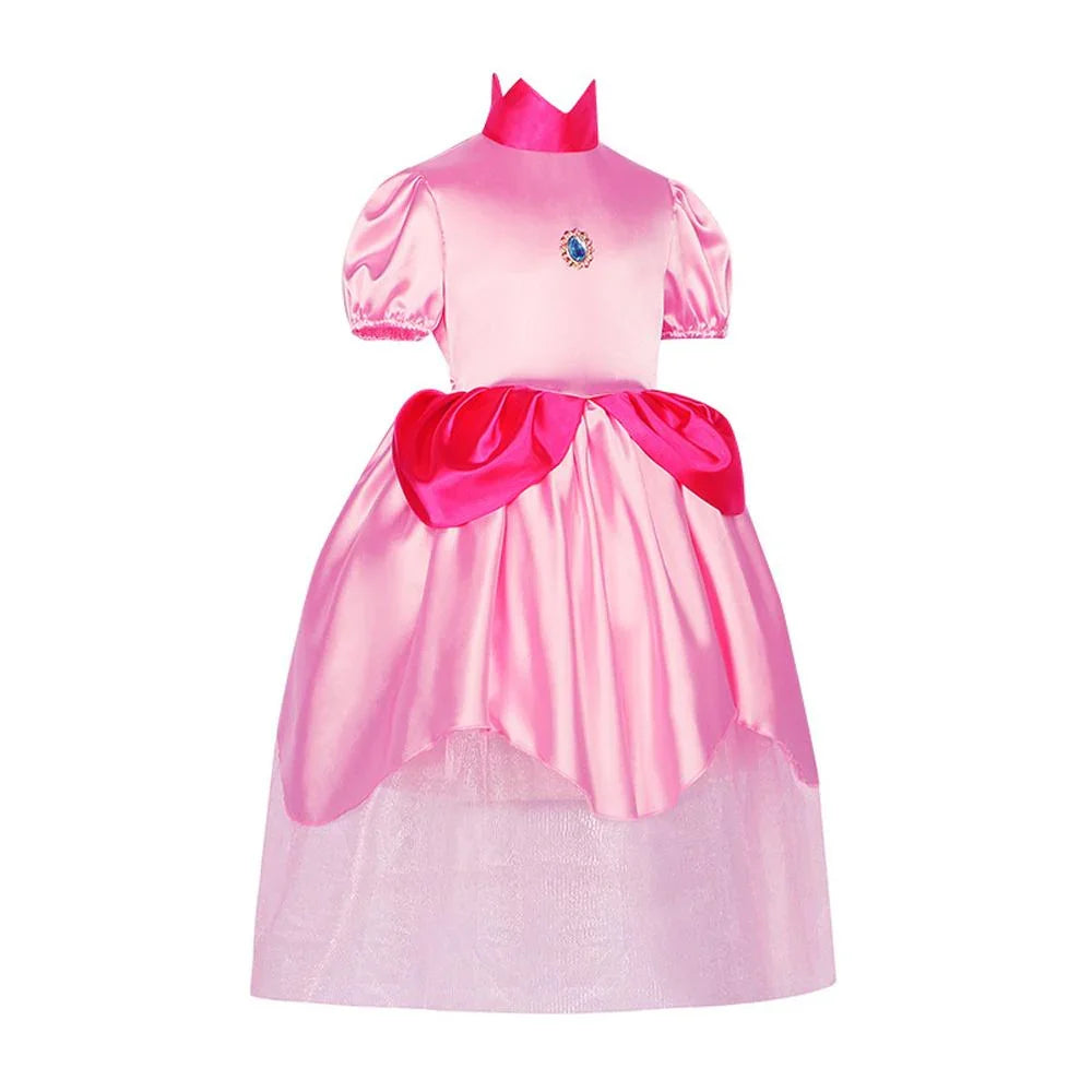 Adult Women Princess Peach Cosplay Costume Mesh Dress Outfits Halloween Carnival Suit - Azufun
