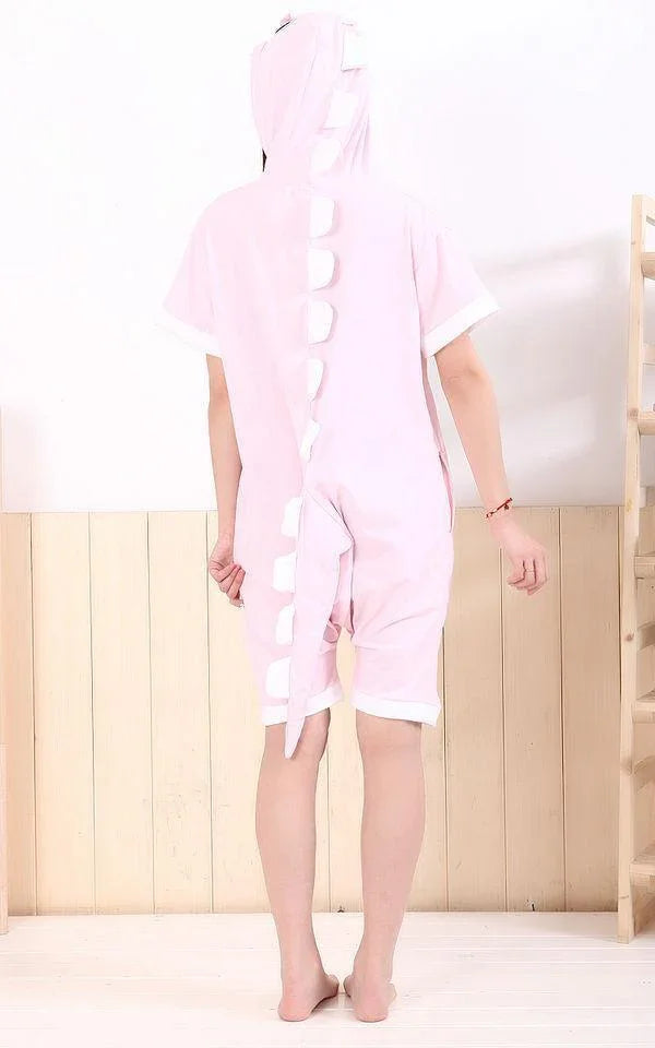 Pink Dinosaur Pajamas Animal Onesie Kigurumi Short Sleeve - Azufun
