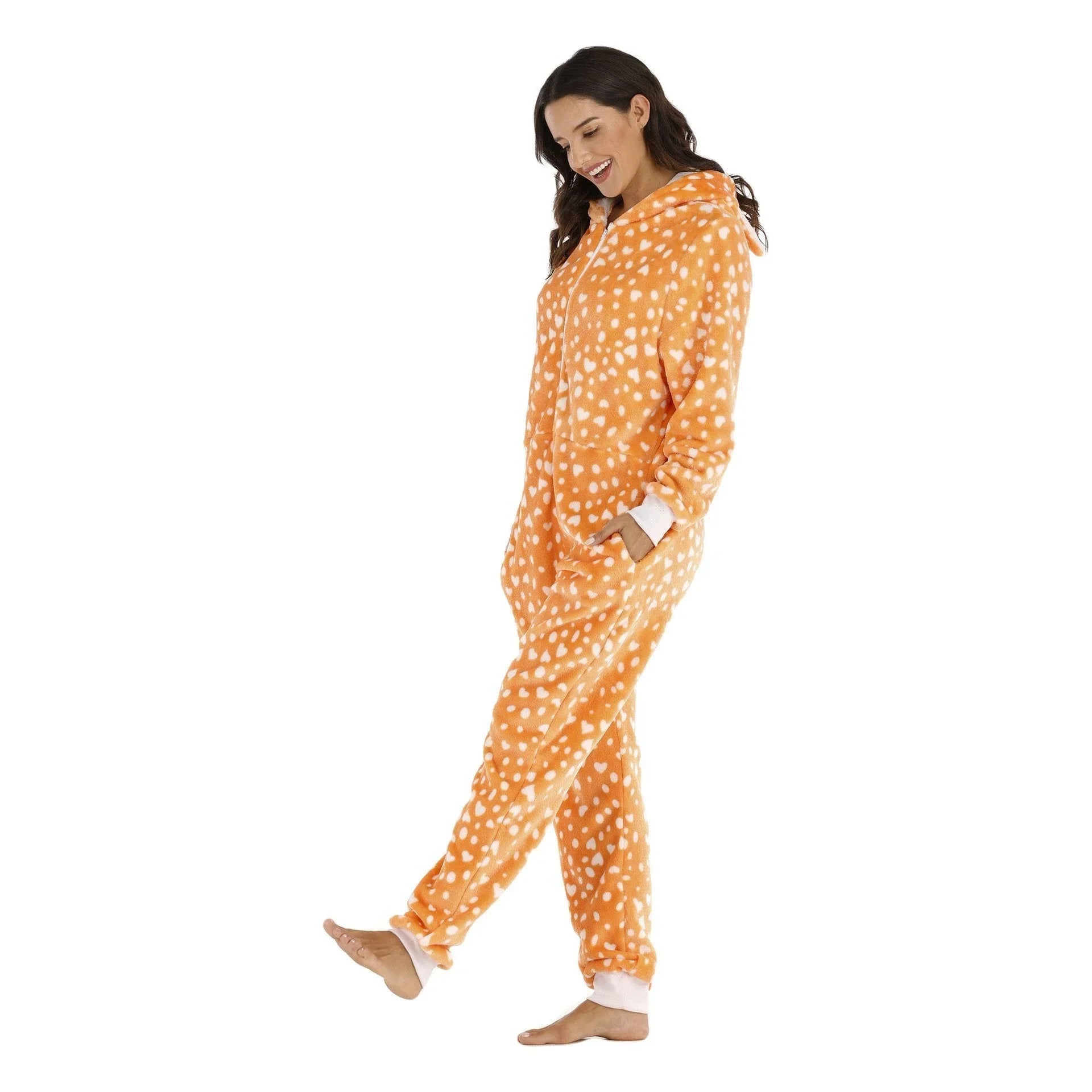 Pajamas Kigurumi Onesie Leopard Flannel for Adult Winter Sleepwear Jumpsuit Animal Costume - Azufun