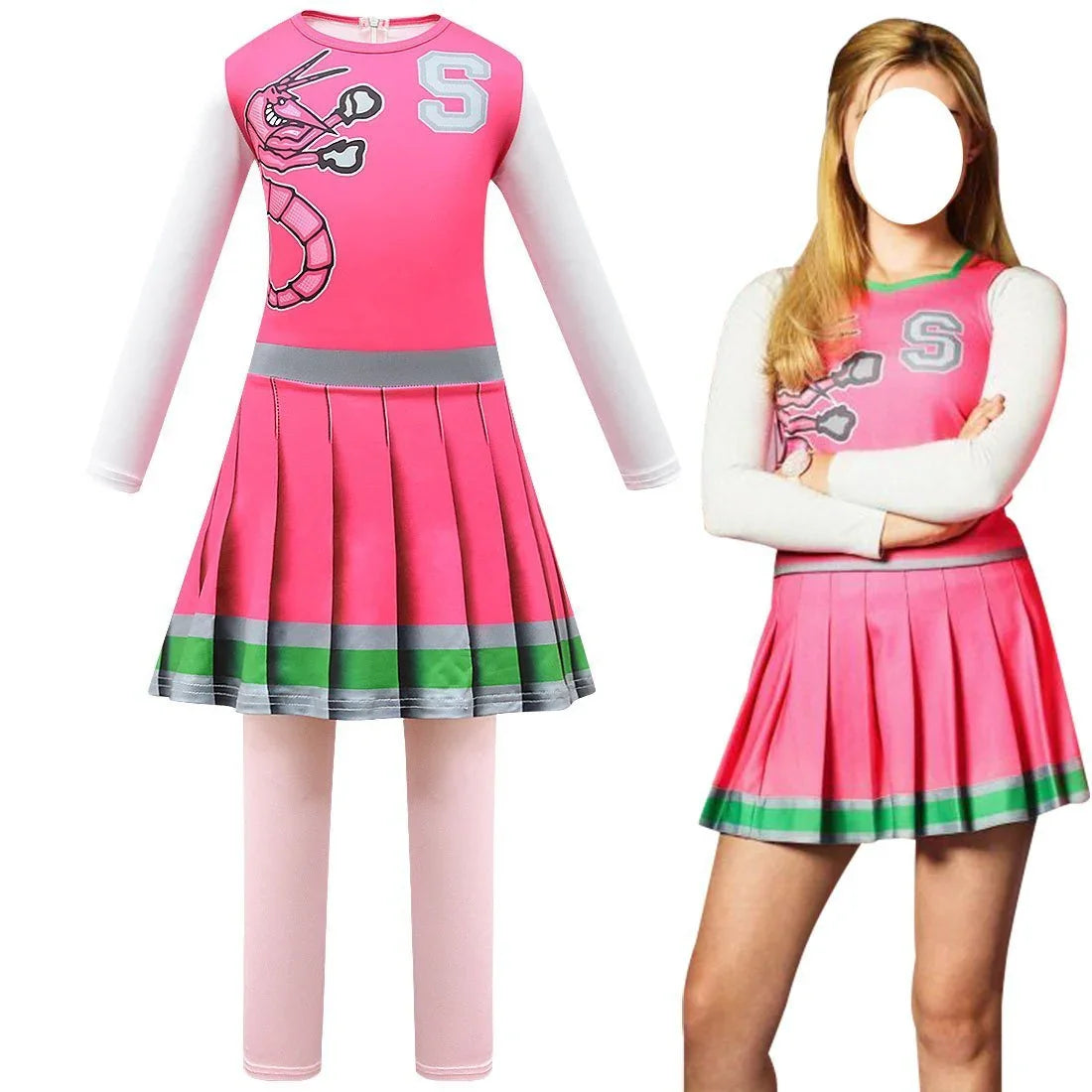Kids Zombies 2 red dress Girls Addison Cheer Camp Fancy Dress Costume Cosplay for Girls - Azufun