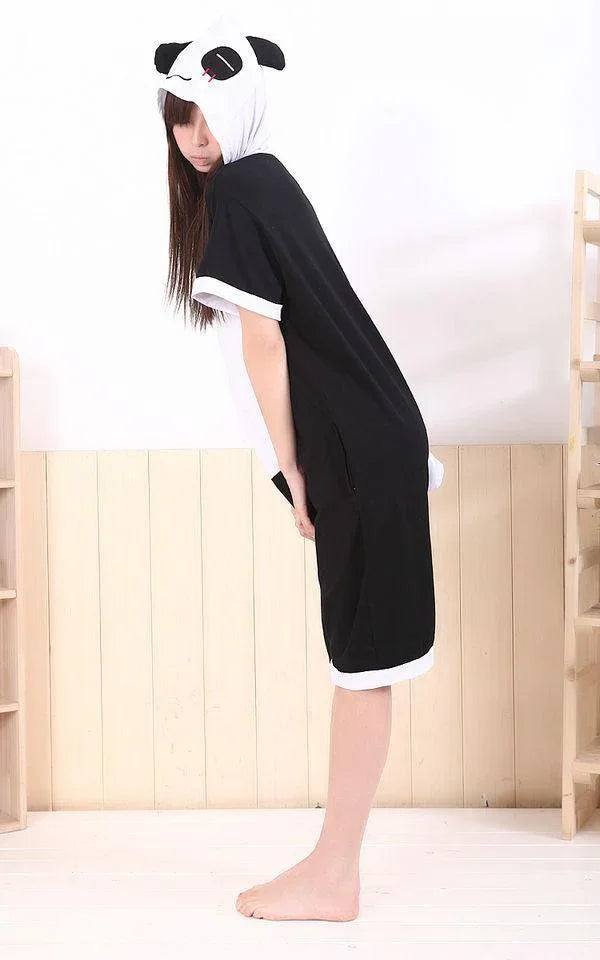 Panda Pajamas Animal Onesie Kigurumi Short Sleeve Costume - Azufun